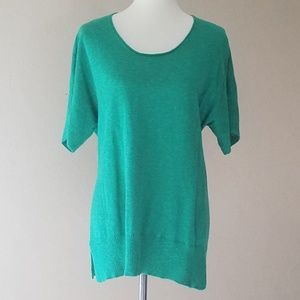 Eileen Fisher Green slub cotton tunic sweater